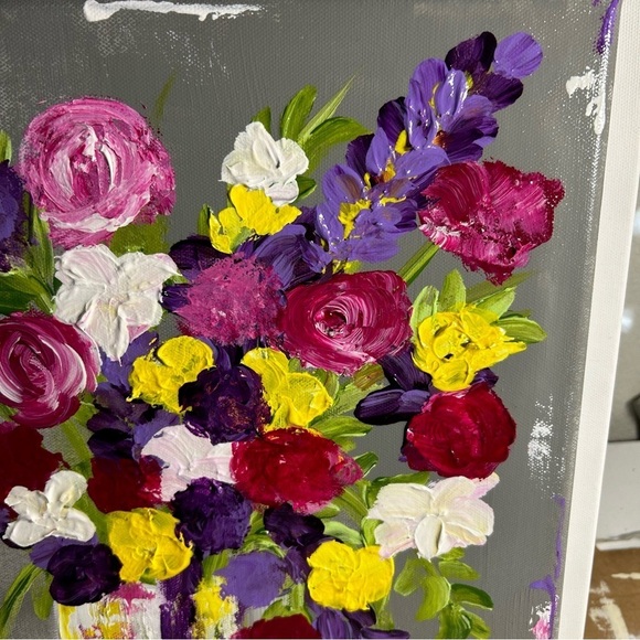 Original Acrylic Canvas Art Bountiful Boquet Impressionism - Picture 14 of 14